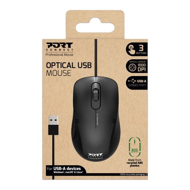 Port Connect Optical USB Mouse-Wolf Media Store
