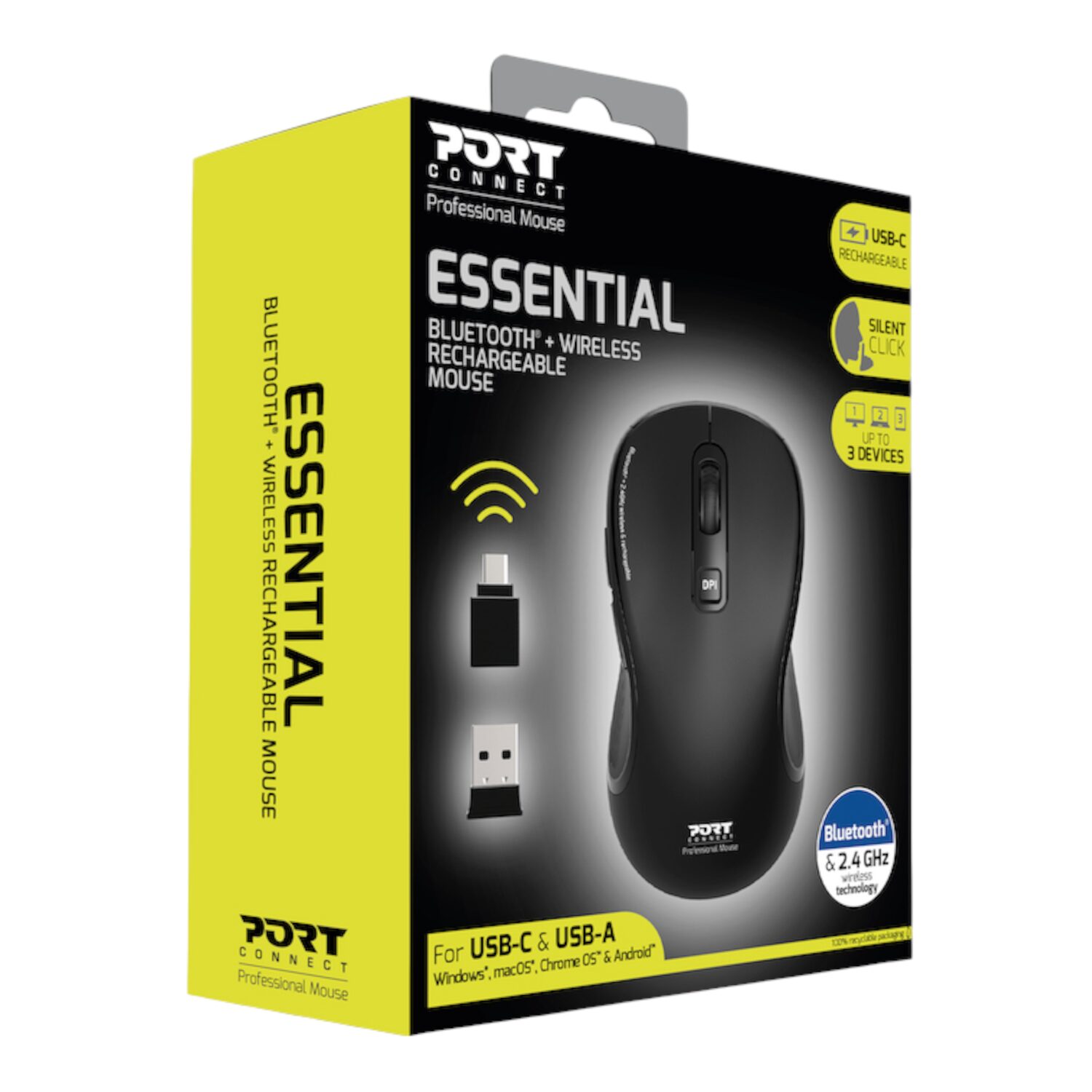 Port Connect Essential Bluetooth Wireless Rechargeable Mouse - Wolf Media Store
