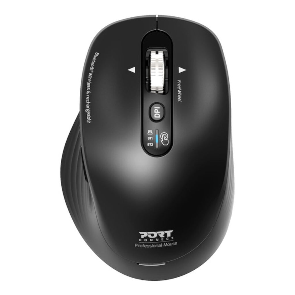 Port Connect Business 2.4GHz Rechargeable Bluetooth Wireless Mouse - Black - Wolf Media Store