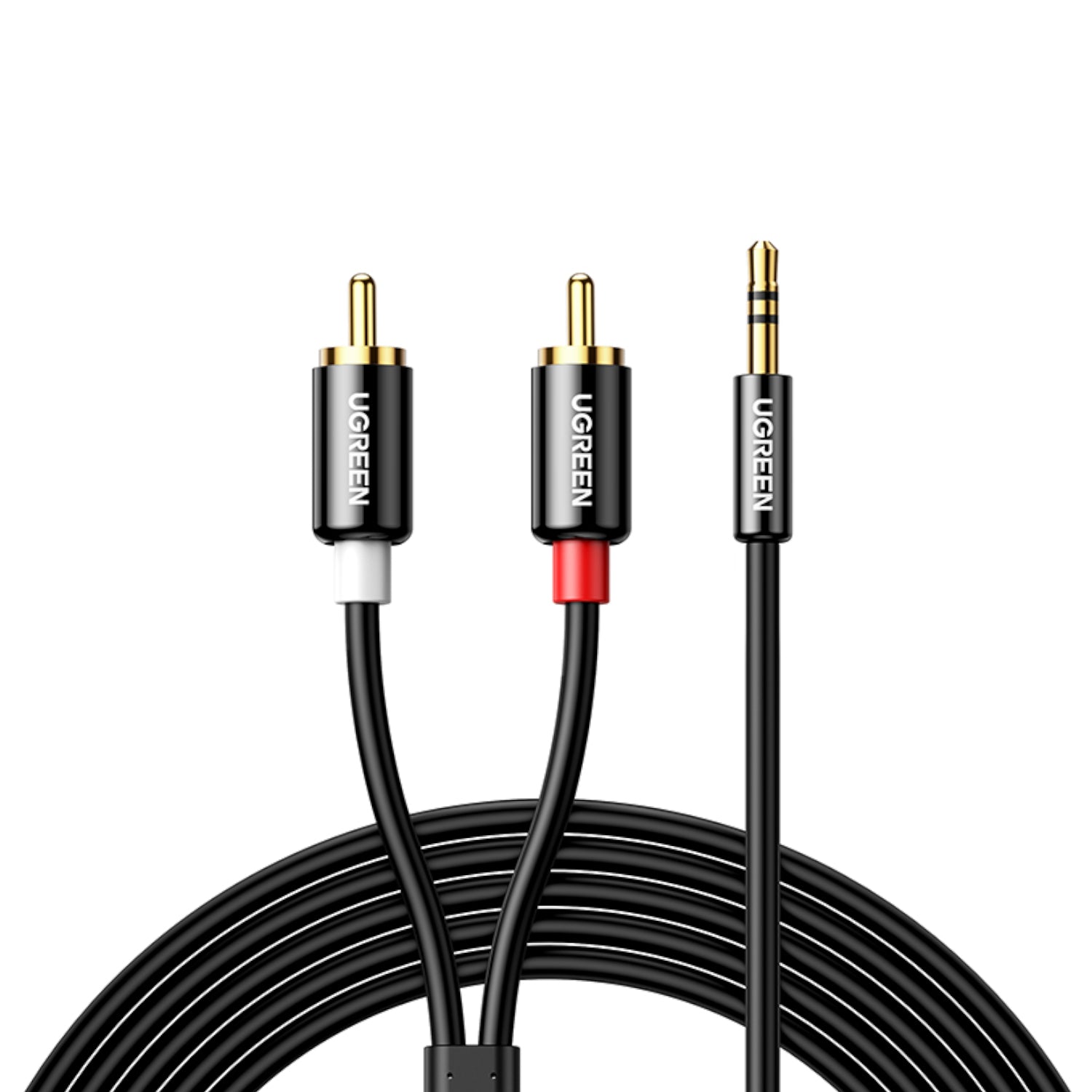 UGreen AV116 RCA to AUX 3.5mm Audio Cable 2M - Black - Wolf Media Store