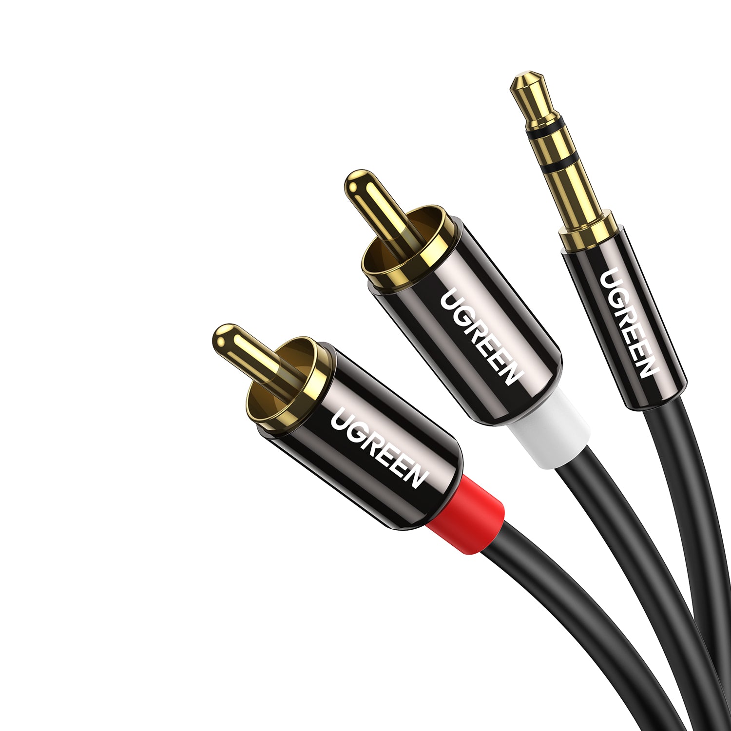 UGreen AV116 RCA to AUX 3.5mm Audio Cable 2M - Black - Wolf Media Store