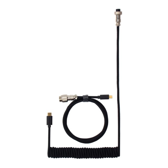 Keychron Coiled Aviator Cable - Black/Straight-Wolf Media Store