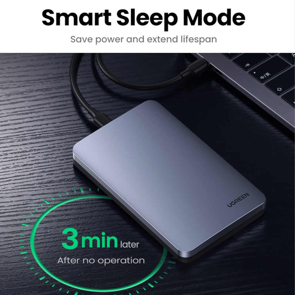 UGreen CM300 2.5 inch USB Type-C Hard Drive Enclosure - Silver - Wolf Media Store
