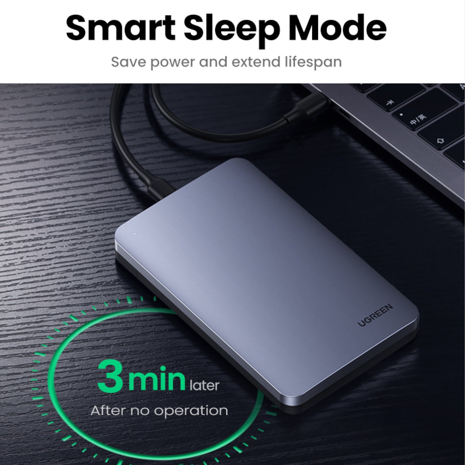 UGreen CM300 2.5 inch USB Type-C Hard Drive Enclosure - Silver - Wolf Media Store