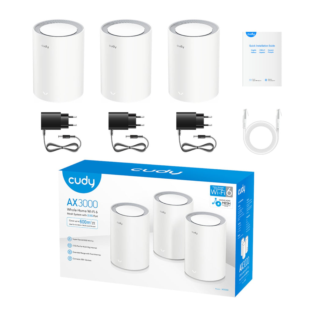 Cudy AX3000 Wi-Fi 6 Mesh Kit 3 Pack - White-Wolf Media Store