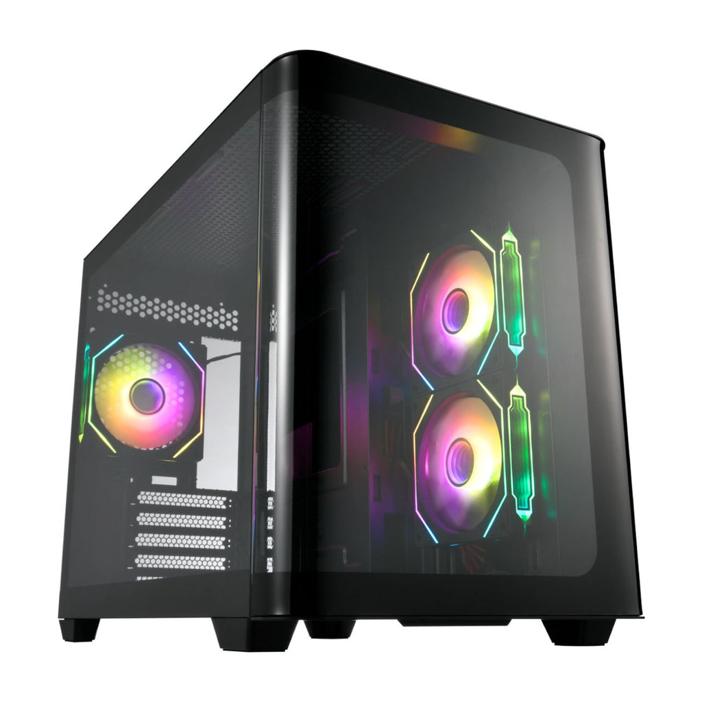 FSP S380 ARGB M-ATX Mid Tower Gaming Chassis - Black-Wolf Media Store