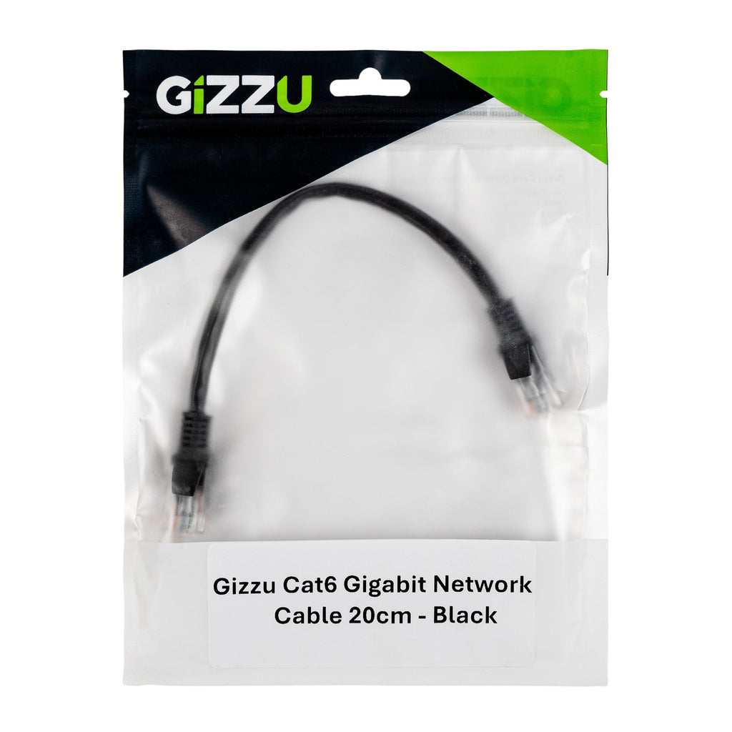 Gizzu Cat6 UTP Fly Lead Ethernet Network Cable 20cm - Black-Wolf Media Store