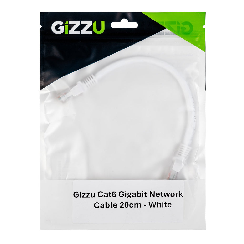 Gizzu Cat6 UTP Fly Lead Ethernet Network Cable 20cm - White-Wolf Media Store