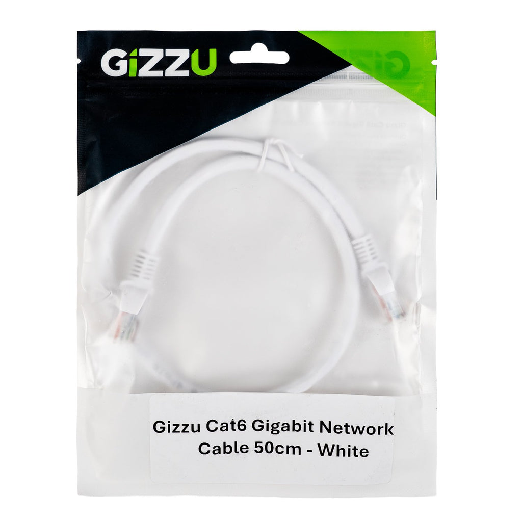 Gizzu Cat6 UTP Fly Lead Ethernet Network Cable 50cm – White-Wolf Media Store