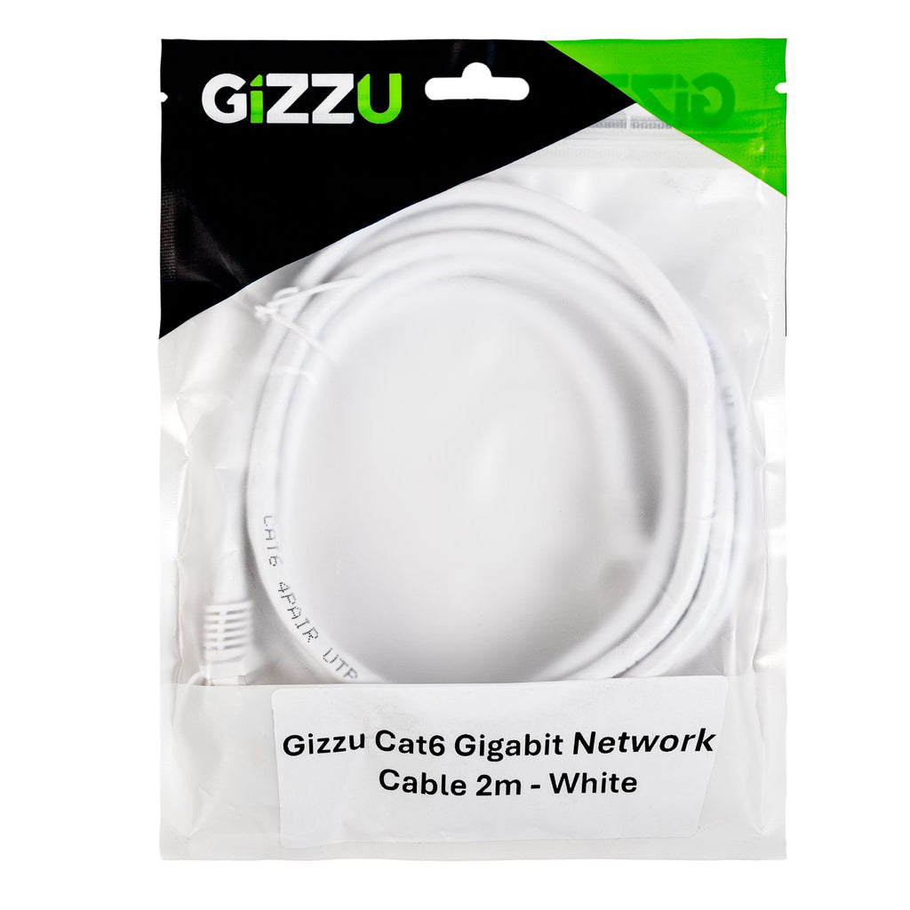 Gizzu Cat6 UTP Fly Lead Ethernet Network Cable 2m – White-Wolf Media Store