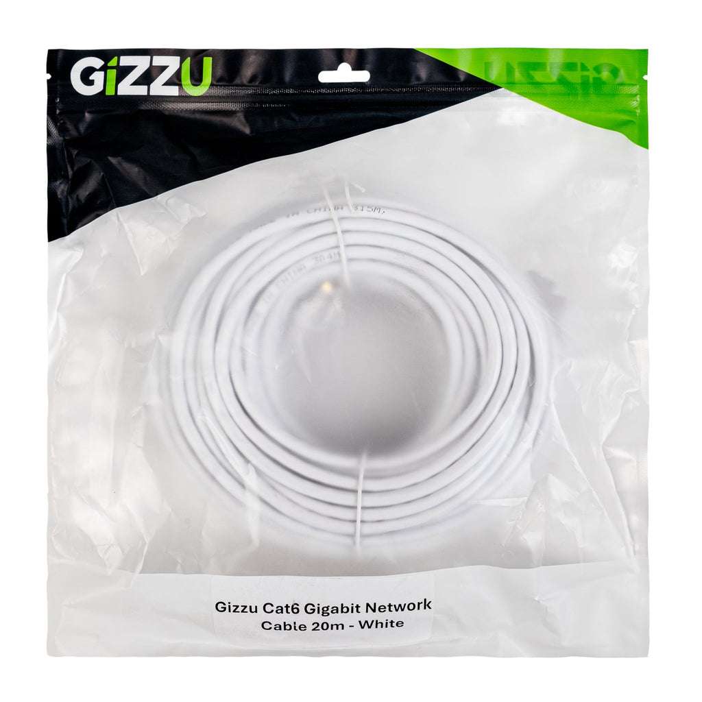 Gizzu Cat6 UTP Fly Lead Ethernet Network Cable 20m – White-Wolf Media Store