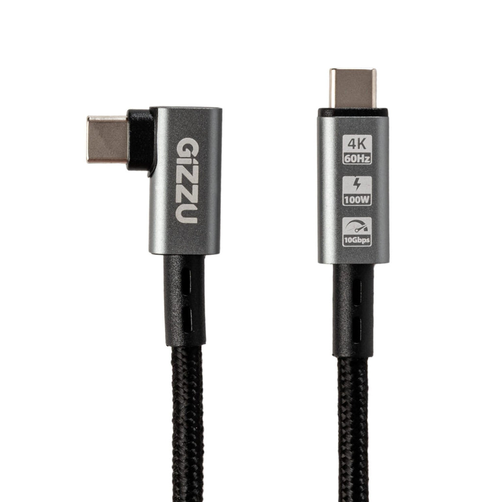 Gizzu 100W 10Gbps Type-C Angled 1m Cable-Wolf Media Store