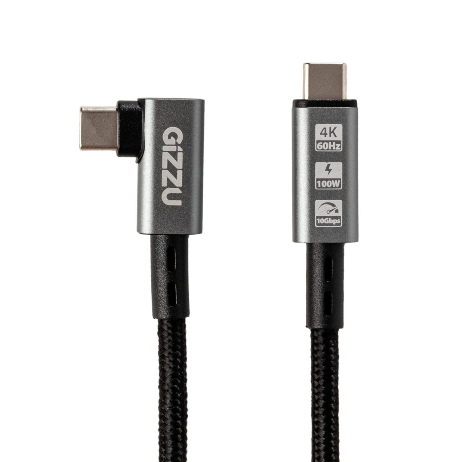 Gizzu 100W 10Gbps Type-C Angled 1m Cable-Wolf Media Store