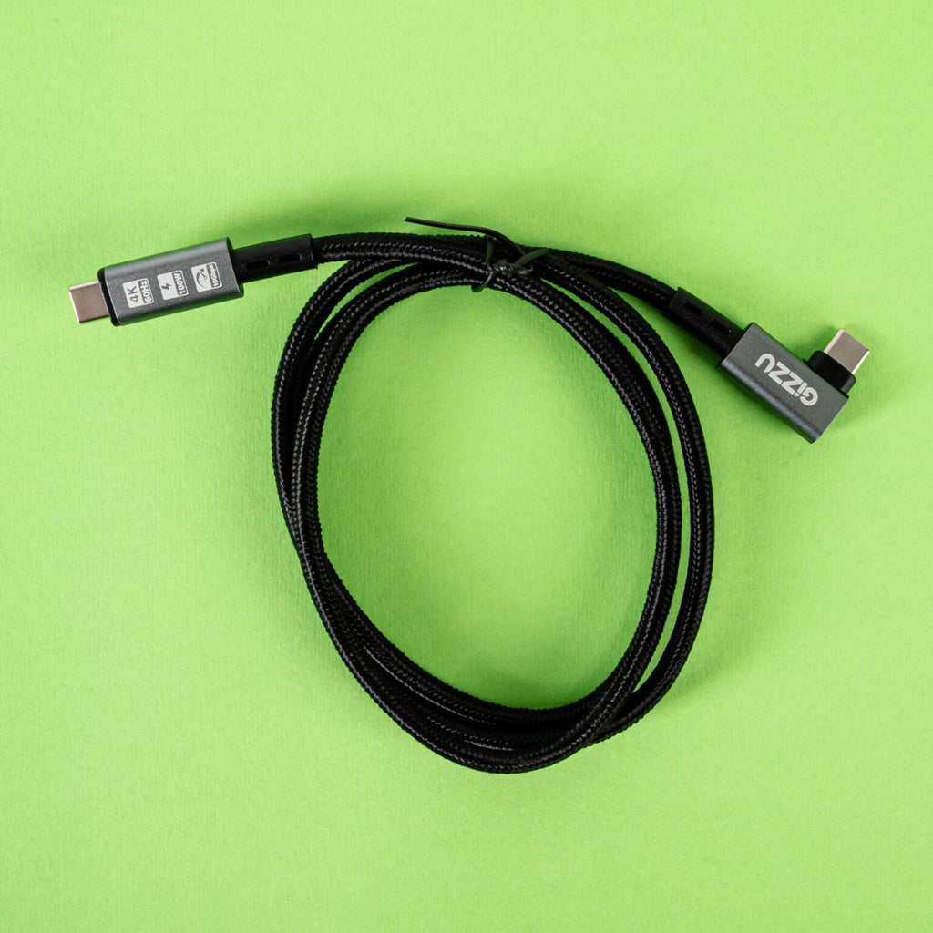 Gizzu 100W 10Gbps Type-C Angled 1m Cable-Wolf Media Store
