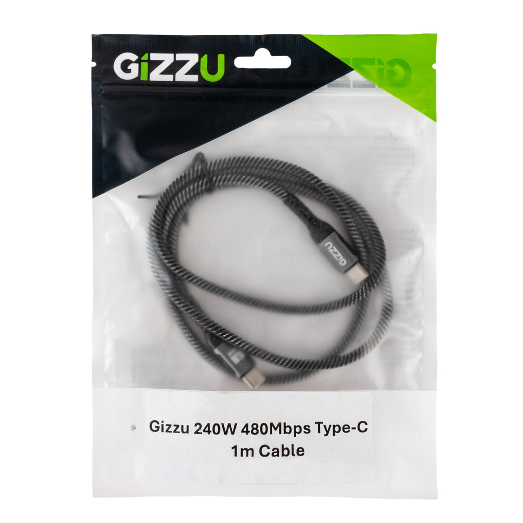 GIZZU 240W 480Mbps Type-C 1m Cable-Wolf Media Store