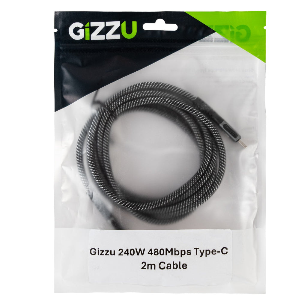 GIZZU 240W 480Mbps Type-C 2m Cable-Wolf Media Store