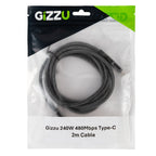 GIZZU 240W 480Mbps Type-C 2m Cable-Wolf Media Store