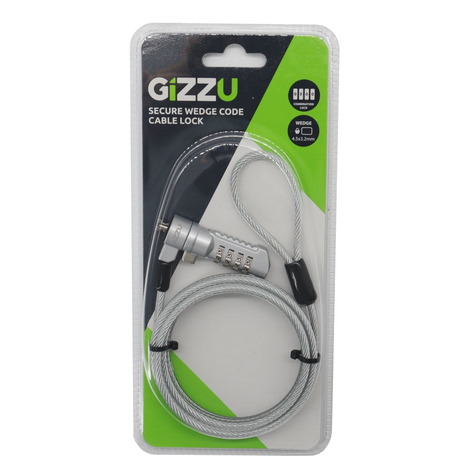 Gizzu Secure Wedge Code Cable Lock 1.8m-Wolf Media Store