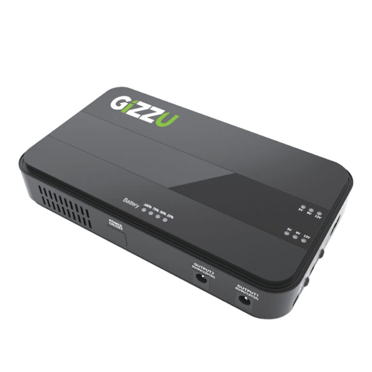 GIZZU 36W 32Wh 8800mAh Mini Dual DC UPS Lithium - Black-Wolf Media Store