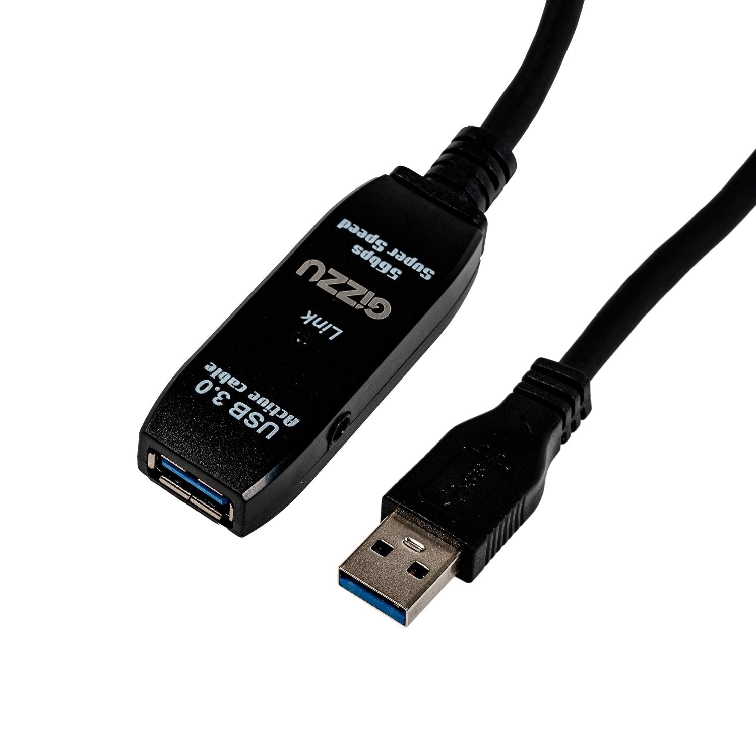 Gizzu USB 3.0 Active Extension Cable 5m - Black-Wolf Media Store