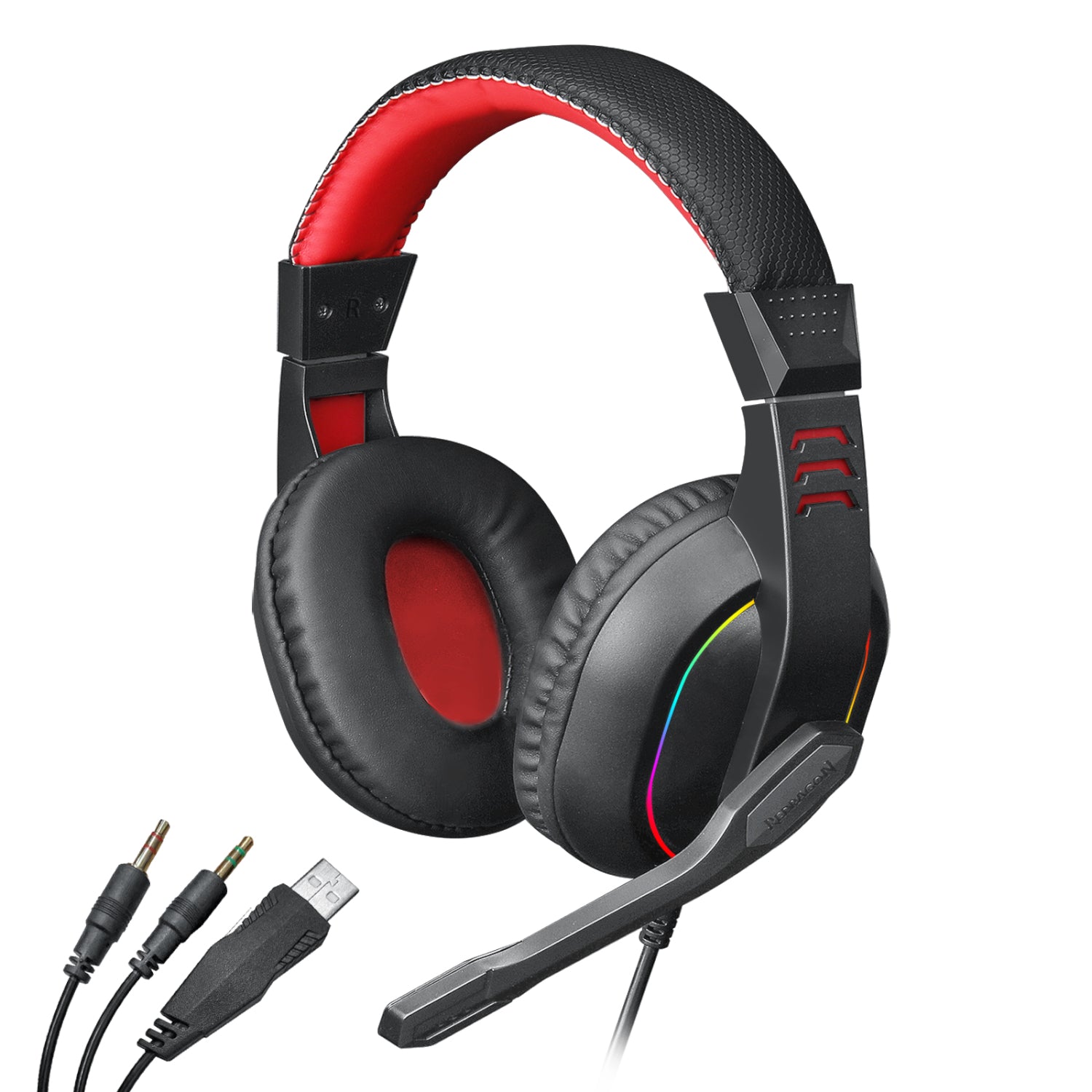 Redragon Over-Ear ARES Aux RGB Gaming Headset - Black-Wolf Media Store