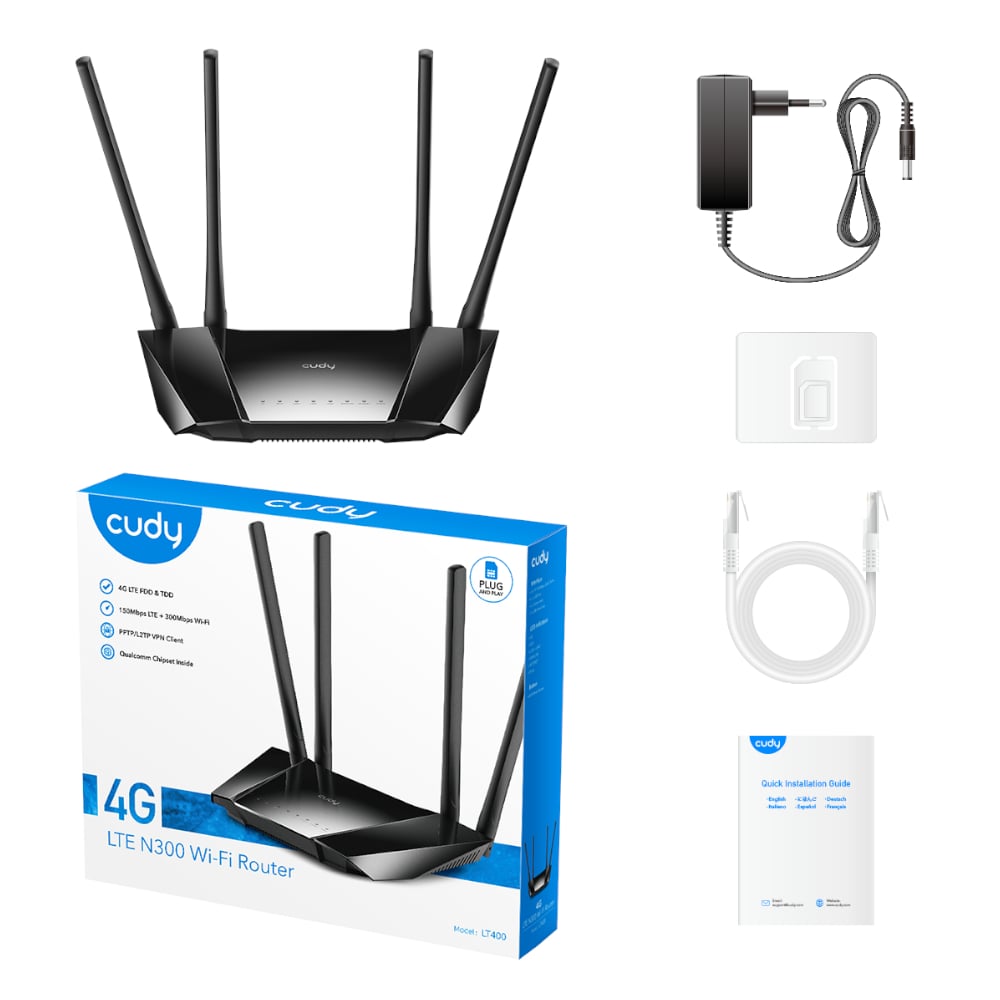 Cudy LT400 4G LTE N300 300Mbps Wi-Fi Router-Wolf Media Store
