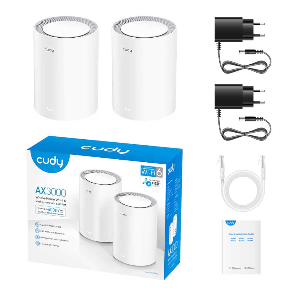 Cudy AX3000 Wi-Fi 6 Mesh Kit 2 Pack - White-Wolf Media Store