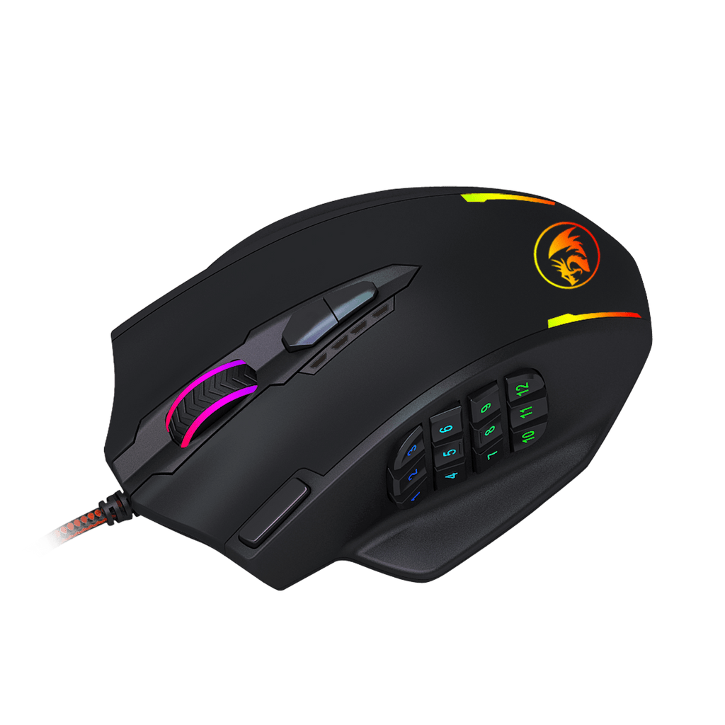 REDRAGON IMPACT 12400DPI MMO Gaming Mouse - Black-Wolf Media Store