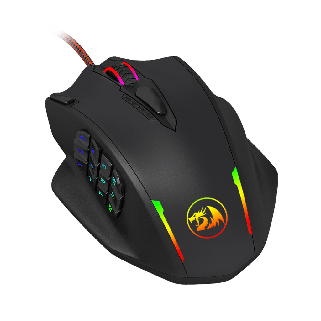 REDRAGON IMPACT 12400DPI MMO Gaming Mouse - Black-Wolf Media Store