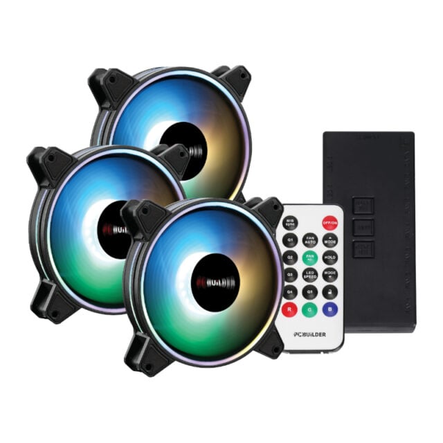 PCBuilder Tempest Chill Fan Kit 3x120MM Dual Glow ARGB Fan + Controller + RF Remote-Wolf Media Store