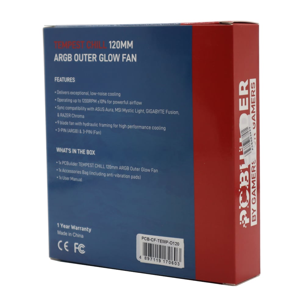 PCBuilder Tempest Chill 120MM ARGB Outer Glow Fan-Wolf Media Store