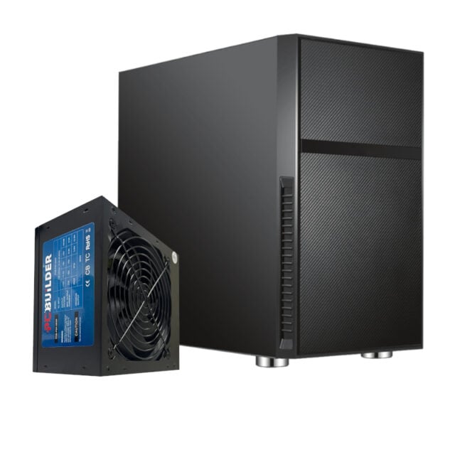 PCBuilder Black Box Micro-ATX Chassis + 300W PSU-Wolf Media Store