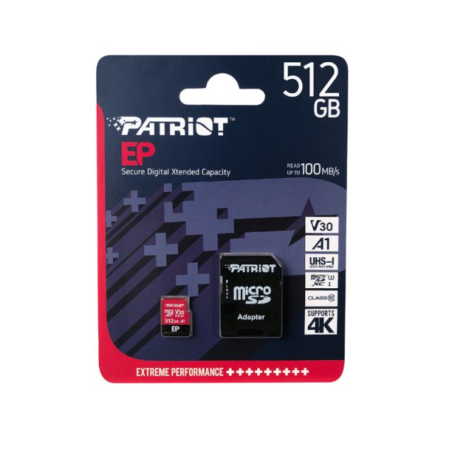 Patriot EP V30 A1 512GB Micro SDXC Card + Adapter-Wolf Media Store