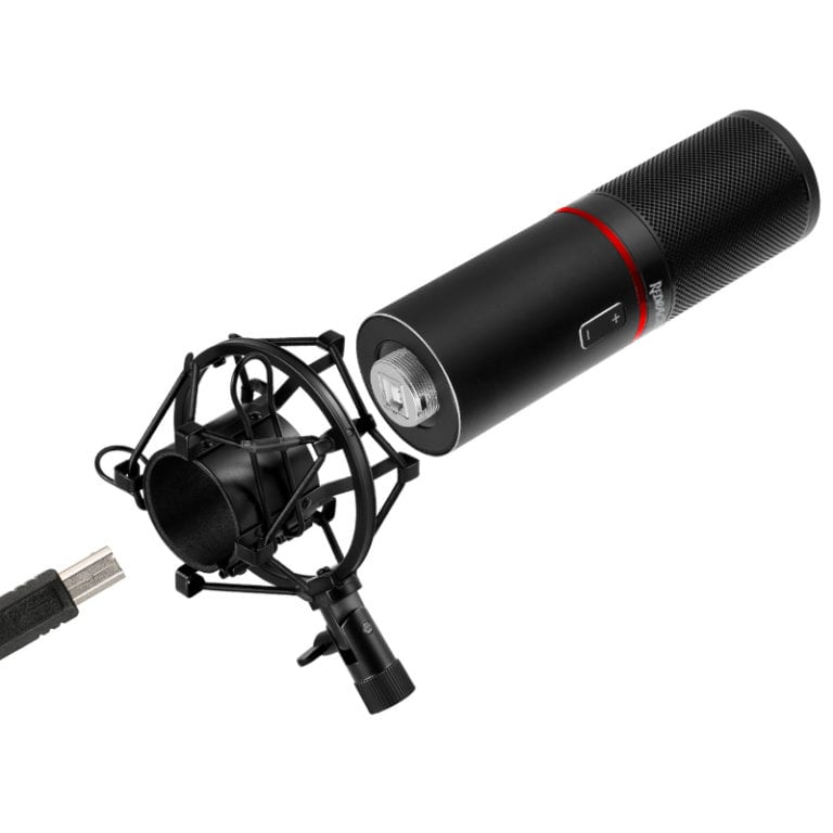 REDRAGON BLAZAR Cardioid USB Gaming Mic and Tripod - Black-Wolf Media Store