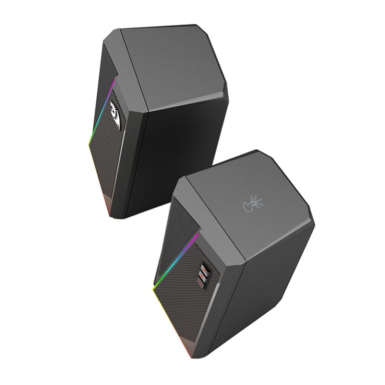 REDRAGON 2.0 Satellite Speaker ANVIL 2 x 3W RGB USB|Aux Gaming Speaker - Black-Wolf Media Store