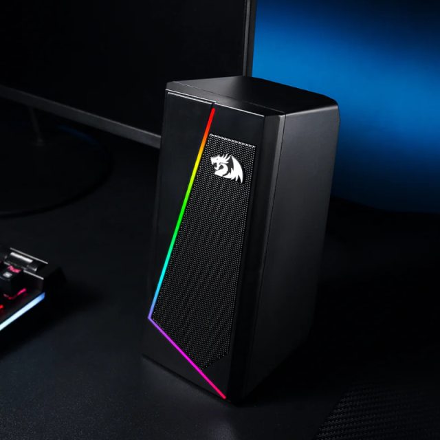 REDRAGON 2.0 Satellite Speaker ANVIL 2 x 3W RGB USB|Aux Gaming Speaker - Black-Wolf Media Store