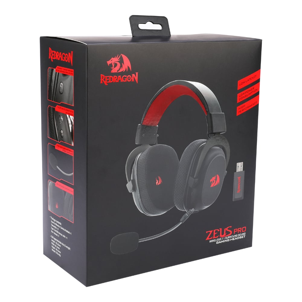 Redragon H510 ZEUS PRO 7.1 Surround Sound Wireless Gaming Headset – Black-Wolf Media Store