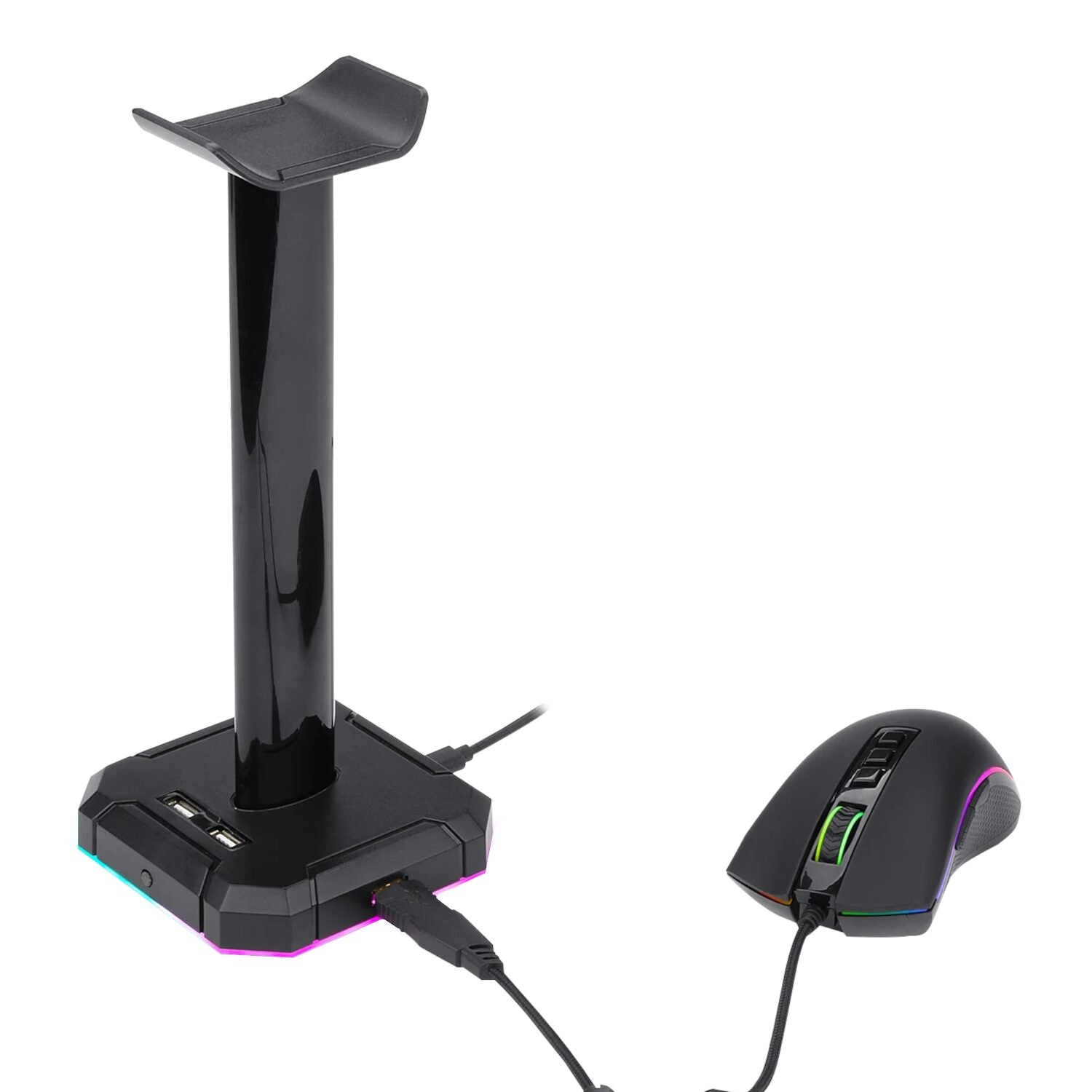 Redragon HA300 Scepter Pro RGB Headset Stand with USB Hub (4 x USB 2.0, RGB Lighting)-Wolf Media Store