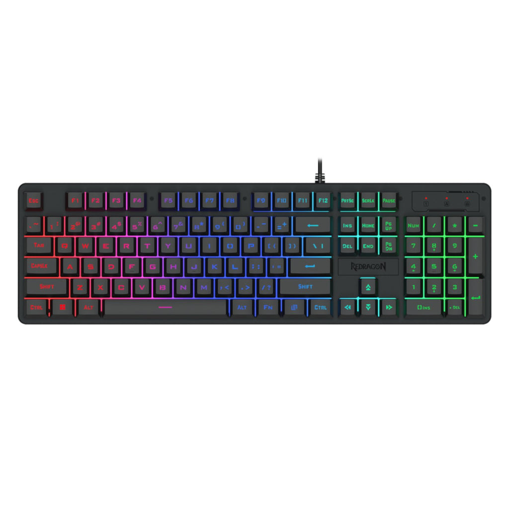 Redragon K521 Upgrade Rainbow LED 104-Key Membrane Gaming Keyboard-Wolf Media Store