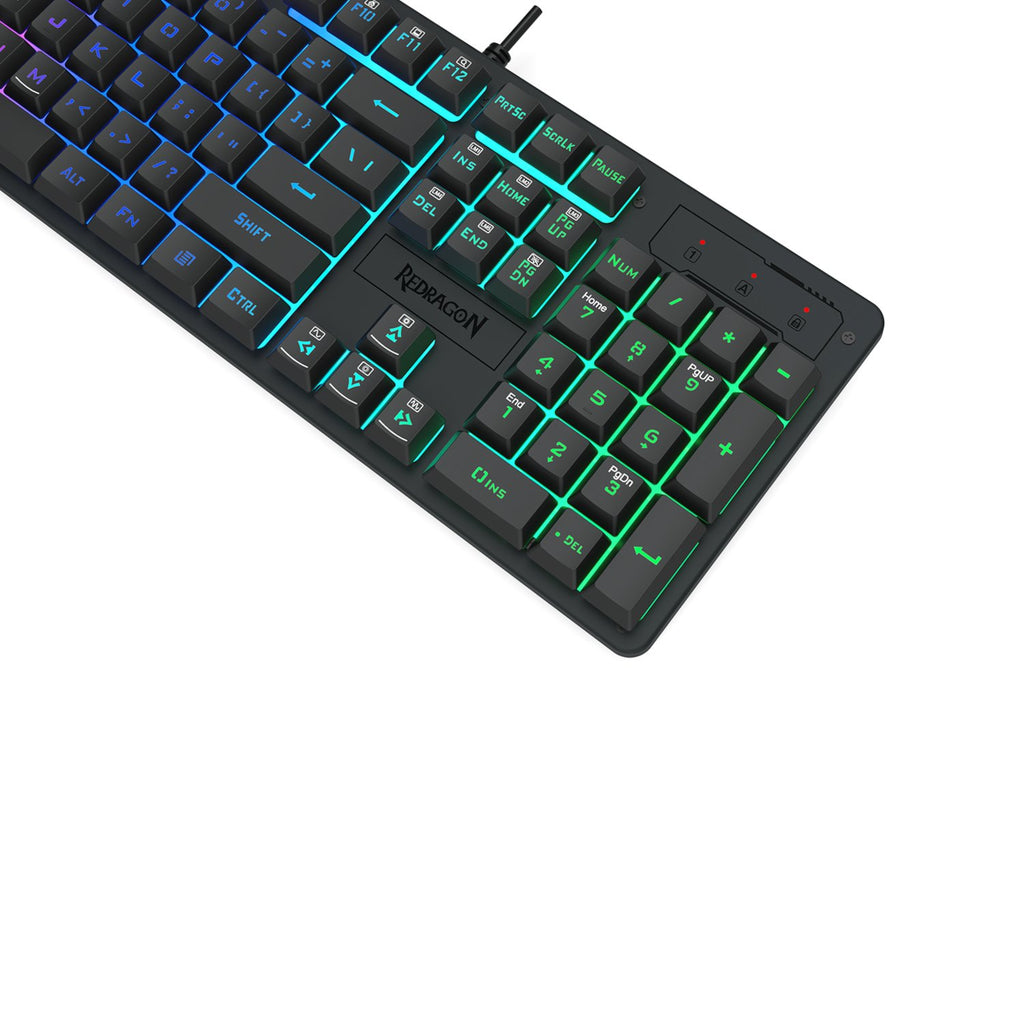 Redragon K521 Upgrade Rainbow LED 104-Key Membrane Gaming Keyboard-Wolf Media Store