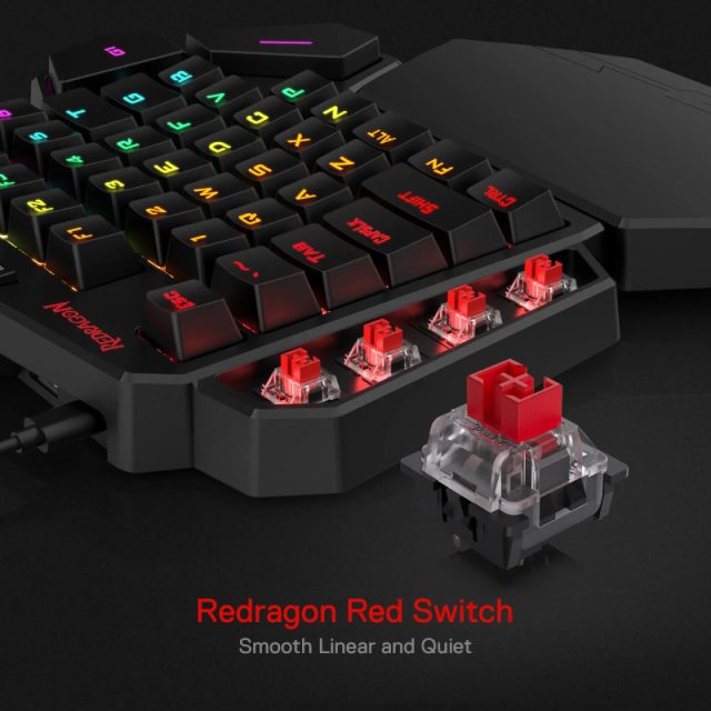 REDRAGON Diti Elite Pro One-Handed RGB Wireless Mechanical Gaming Keyboard - Black-Wolf Media Store