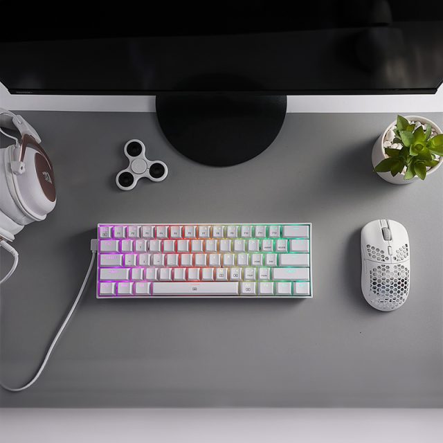 REDRAGON DRAGONBORN Wired Mechanical Keyboard RGB67Key Design - White-Wolf Media Store