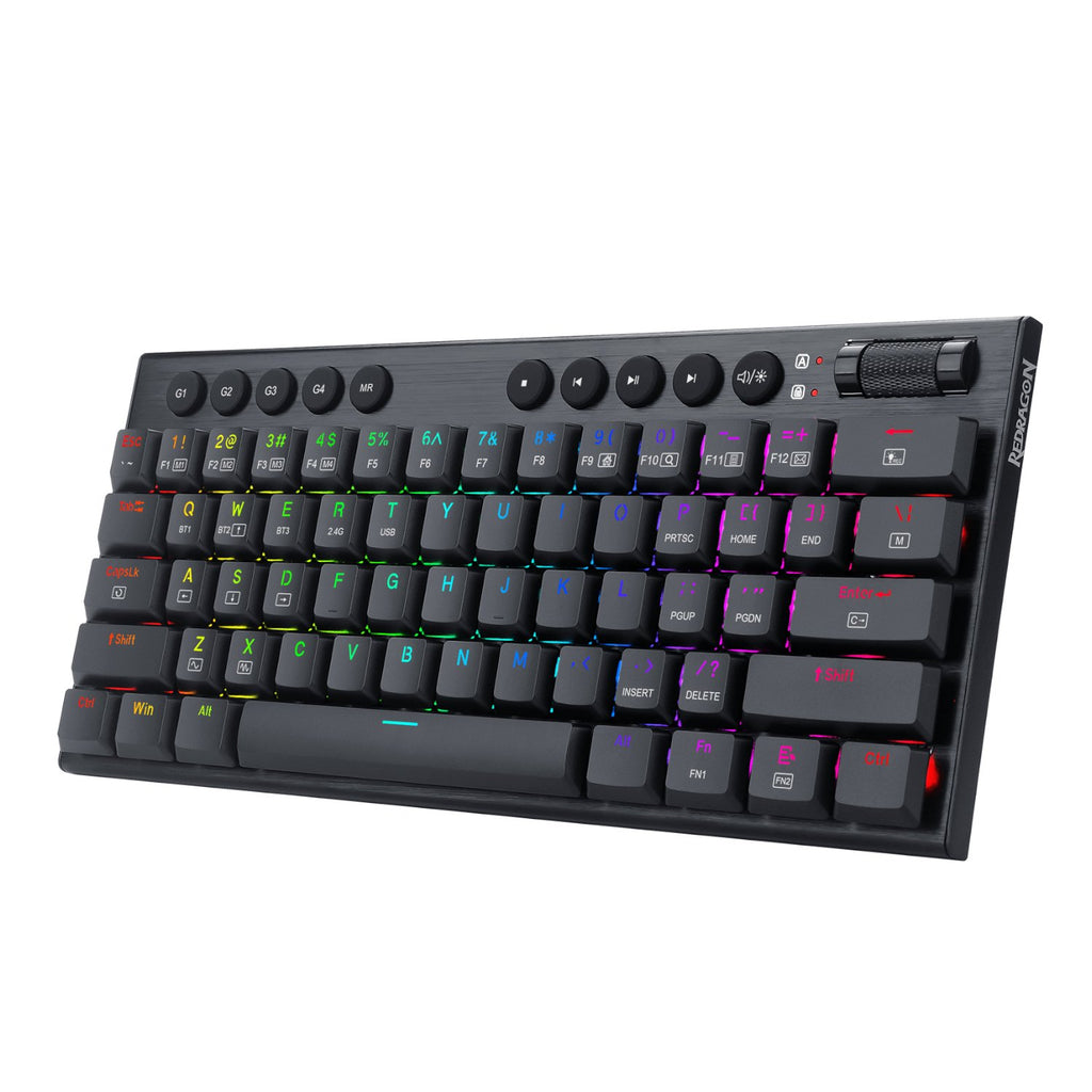 REDRAGON Horus Mini 61Key Red Switch RGB Low Profile Gaming Mechanical Keyboard - Black-Wolf Media Store