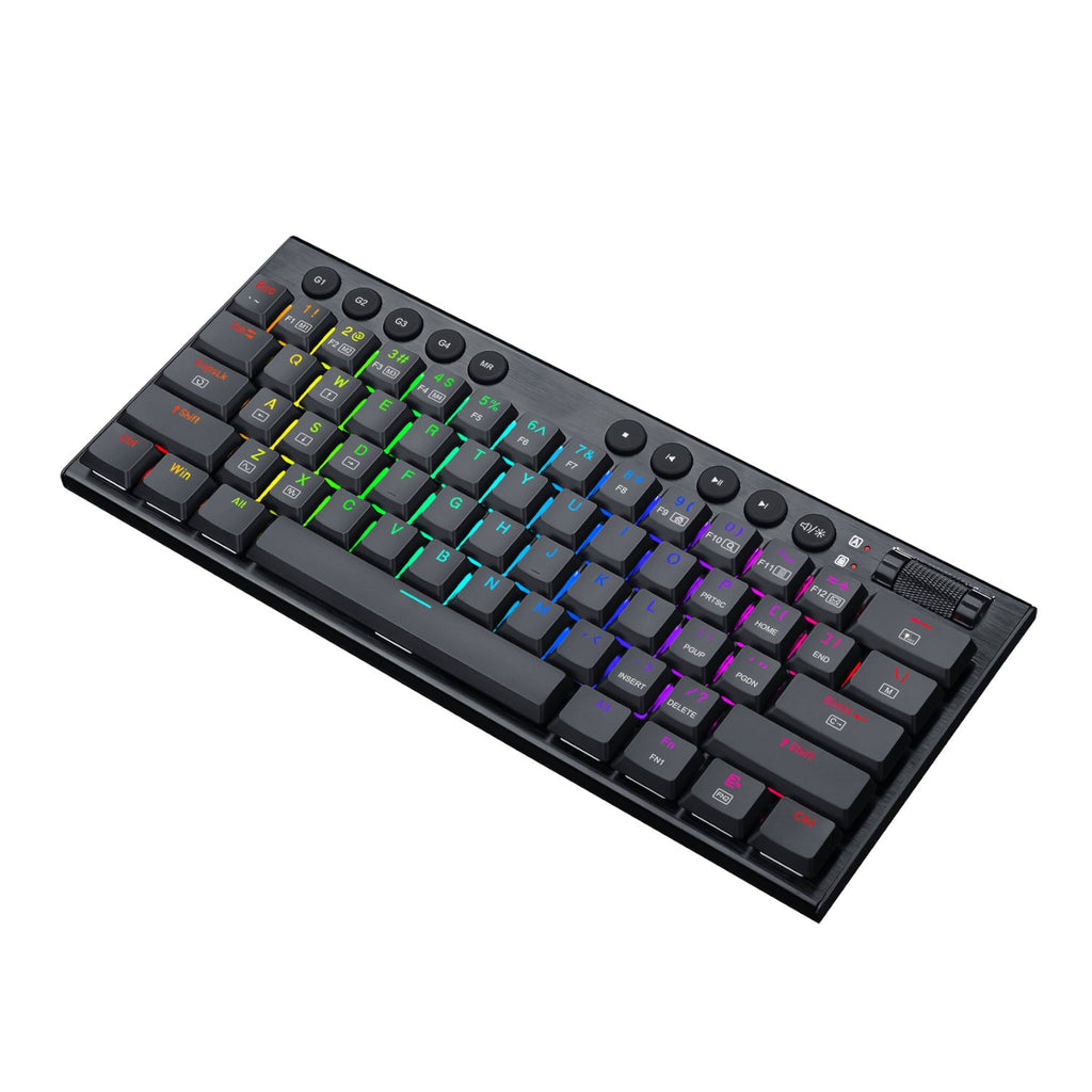 REDRAGON Horus Mini 61Key Red Switch RGB Low Profile Gaming Mechanical Keyboard - Black-Wolf Media Store