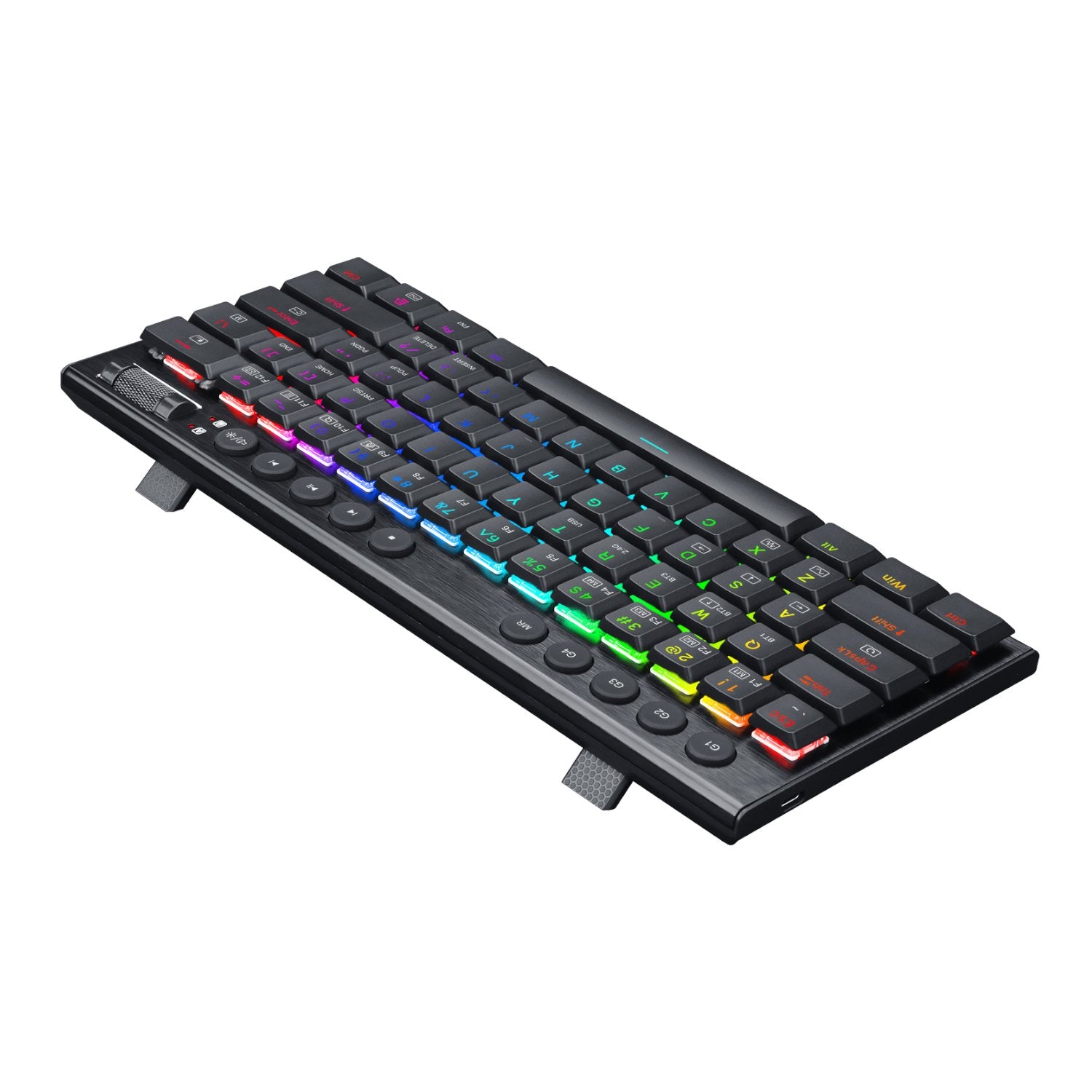REDRAGON Horus Mini 61Key Red Switch RGB Low Profile Gaming Mechanical Keyboard - Black-Wolf Media Store