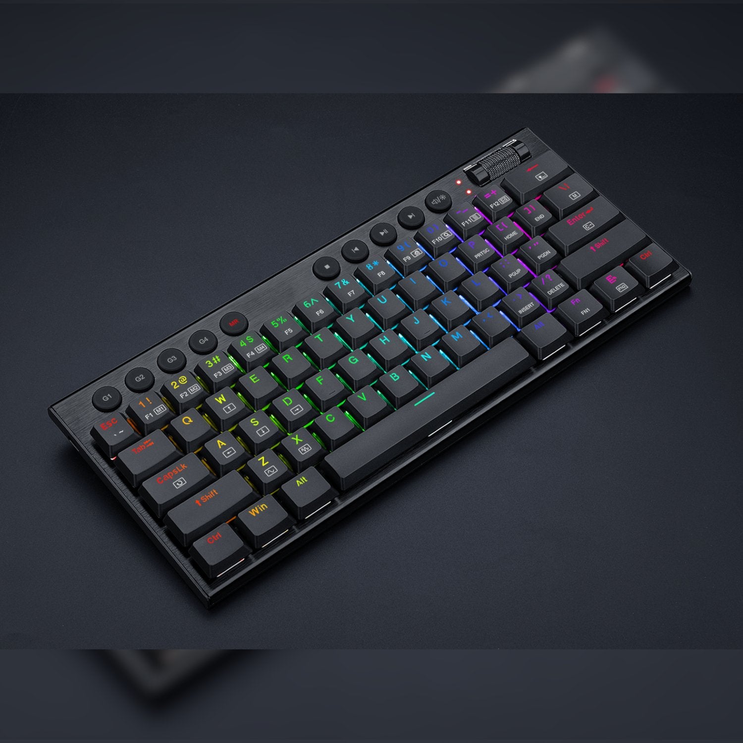 REDRAGON Horus Mini 61Key Red Switch RGB Low Profile Gaming Mechanical Keyboard - Black-Wolf Media Store