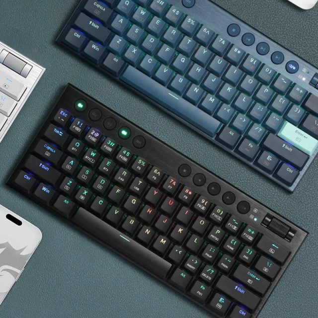 REDRAGON Horus Mini Pro 61Key Wireless Bluetooth Red Switch RGB Low Profile Gaming Mechanical Keyboard - Black-Wolf Media Store