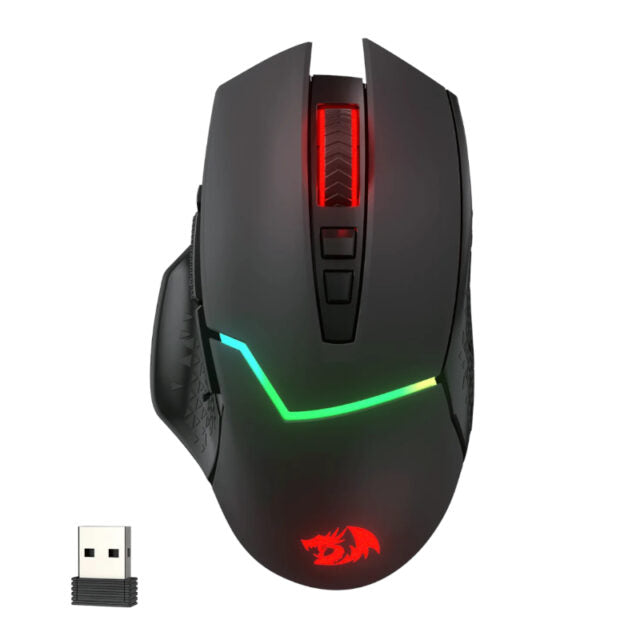 REDRAGON Mirage Pro 8000DPI RGB Wireless Gaming Mouse - Black-Wolf Media Store
