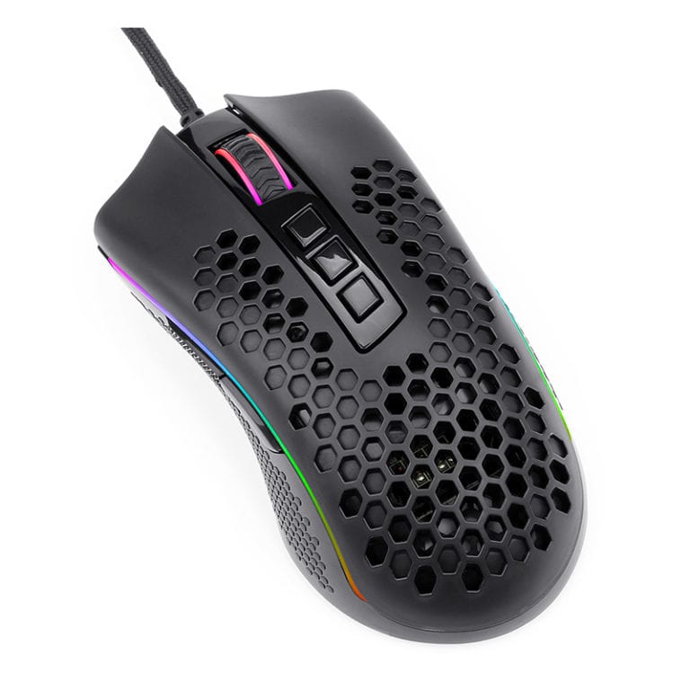 REDRAGON STORM 12400DPI 7 Buttons|Ergonomic Design|P3327 Optical Sensor|Lightweight Body|RGB Backlit gaming Mouse - Black-Wolf Media Store