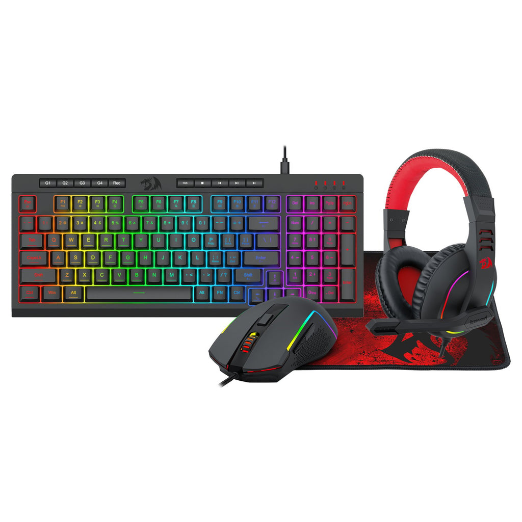 Redragon 4-in-1 Keyboard | Mouse | Mousepad | RGB Headset Gaming Combo-Wolf Media Store